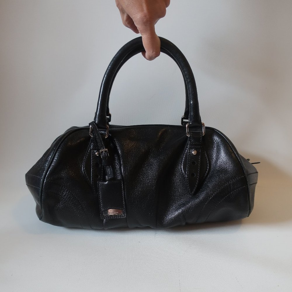 Womens Jil Sander Black Leather Satchel Handbag *